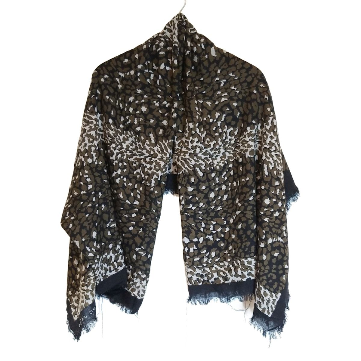 MARC BY MARC JACOBS マークバイマークジェイコブス ストール ショール - 黒×グレー×カーキ 豹柄 ウール