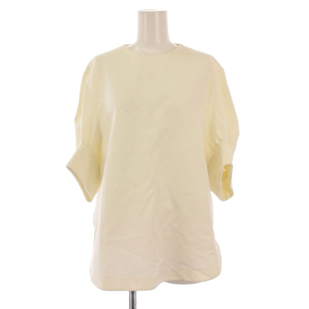 ブラミンク BLAMINK クルーネックパフショートスリーブ カットソー 半袖 ストレッチ 無地 シルク混 38 アイボリー 7917-299-0039 |BB