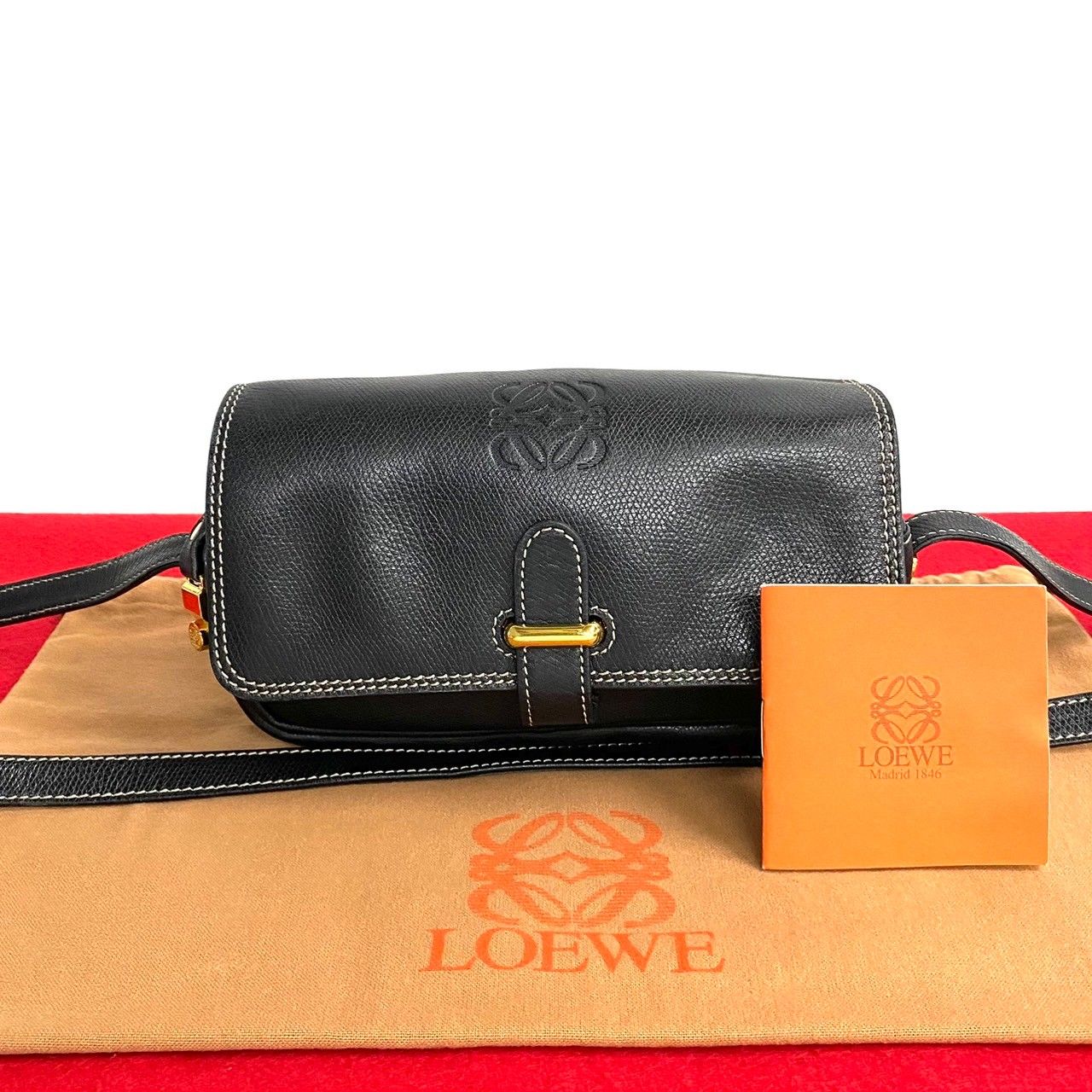 極 美品 希少品 LOEWE ロエベ ヴィンテージ アナグラム ロゴ 金具 