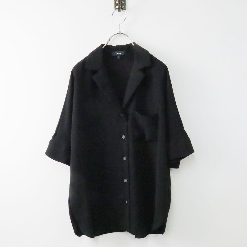 セオリー　theory サマーウール　シアーシャツ　開襟　ブラック　美品 美品 2021 セオリー Theory 1208204 PRIME GGT LT RALFINN