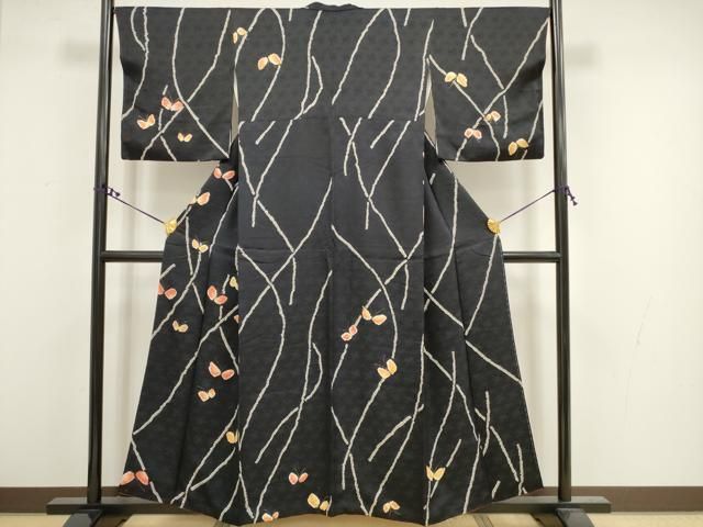 平和屋着物□訪問着 総絞り 舞蝶文 黒地 金彩 正絹 逸品 DAAU1801xg  