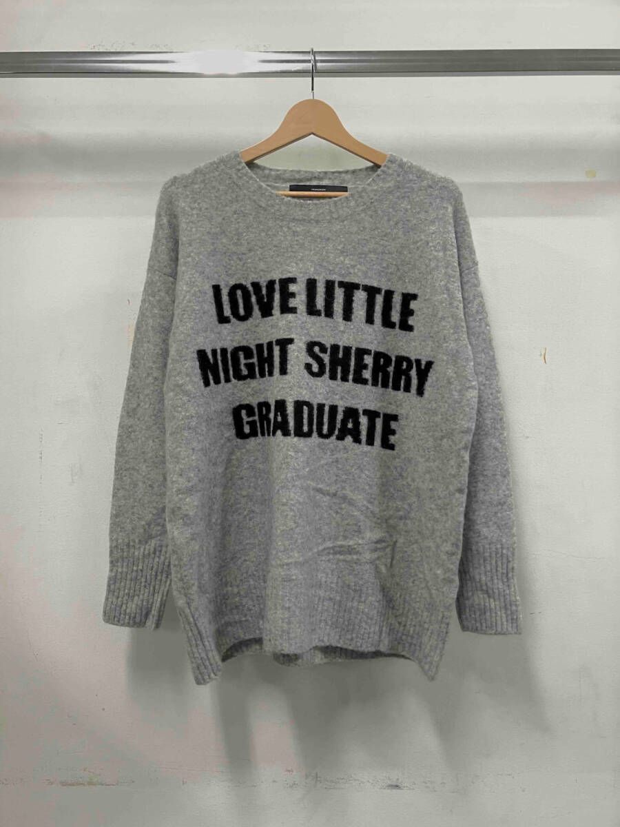 FRAMe WORK フレームワーク アルパカ混ロゴインターシャニット 長袖ニット グレー