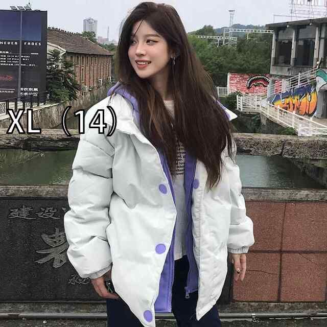 XL 14 秋服 レディース ファッション オシャレ カワイイ シンプル 大人カワイイ 大きいサイズ メンズ フード付き コットン ジャケット フェイク ツーピース 冬 ダウン パッド ジャケット 厚手 暖かい カップル コットン