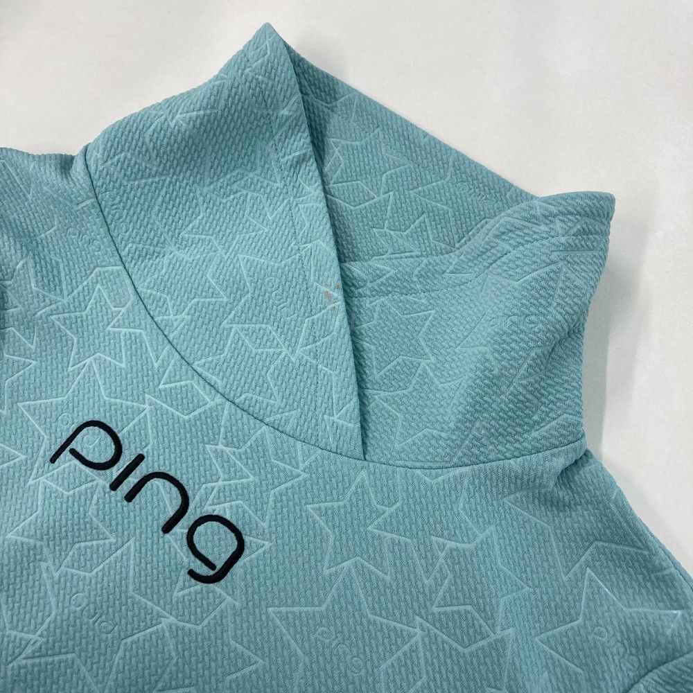 サイズ：L PING ピン 2024年 長袖ハイネックTシャツ  ブルー系 [240101498706] ゴルフウェア メンズ ストスト PING ピン 2024年モデル ハイネック 長袖Tシャツ ホワイト系 L