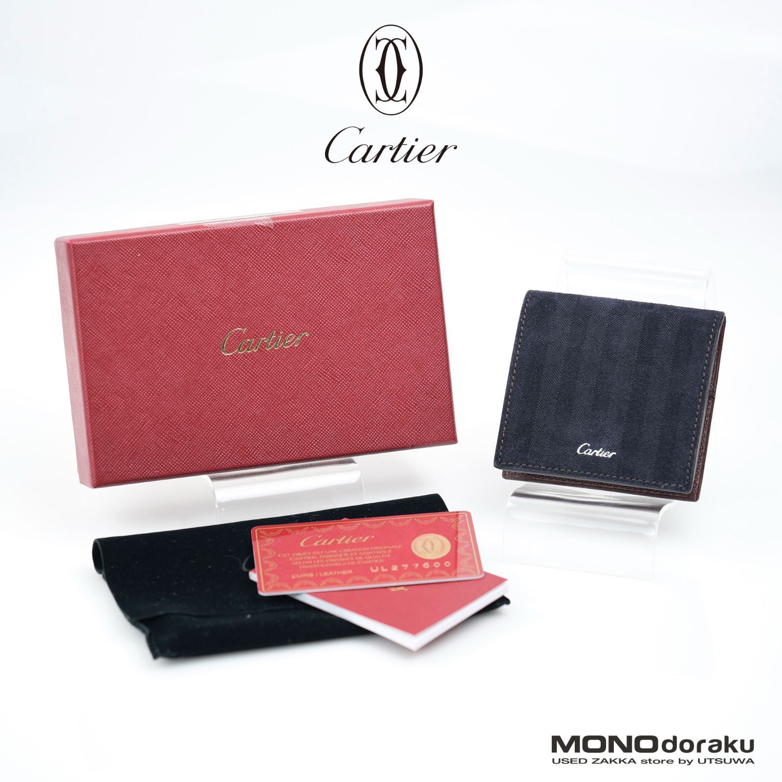 Cartier/カルティエ コインケース 小銭入れ ボックス型 本革×スエード