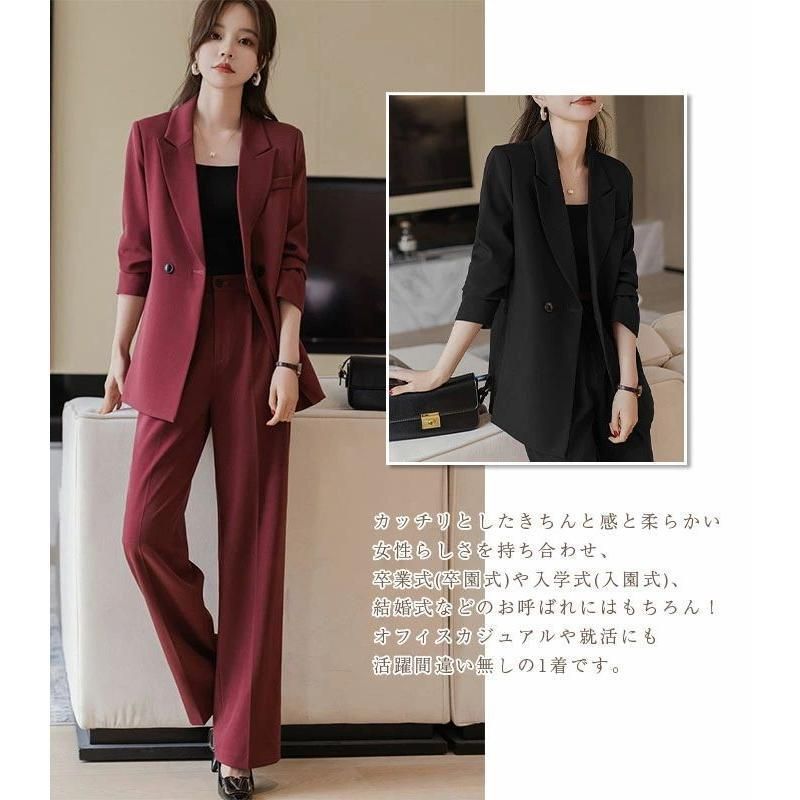 レディース スーツ パンツスーツ スーツセット レディーススーツ ビジネススーツ セットアップ 大きいサイズ フォーマル ジャケット パンツ 2点セット 入学式 卒 パフスリーブ パンツスーツ上下 