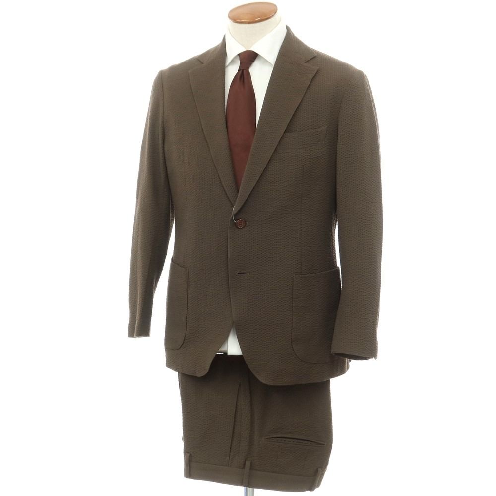 【中古】マッキントッシュ ロンドン MACKINTOSH LONDON ストレッチシアサッカー 2つボタンスーツ セットアップ オリーブブラウン【サイズ38/82】【メンズ】