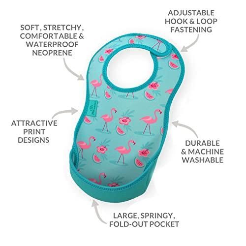 Bibetta ビベッタ お食事エプロン 洗濯機で洗える スタイ 袖なし 離乳食 保育園 食事用スタイ ウルトラビブ 2枚入り フラミンゴ|タ