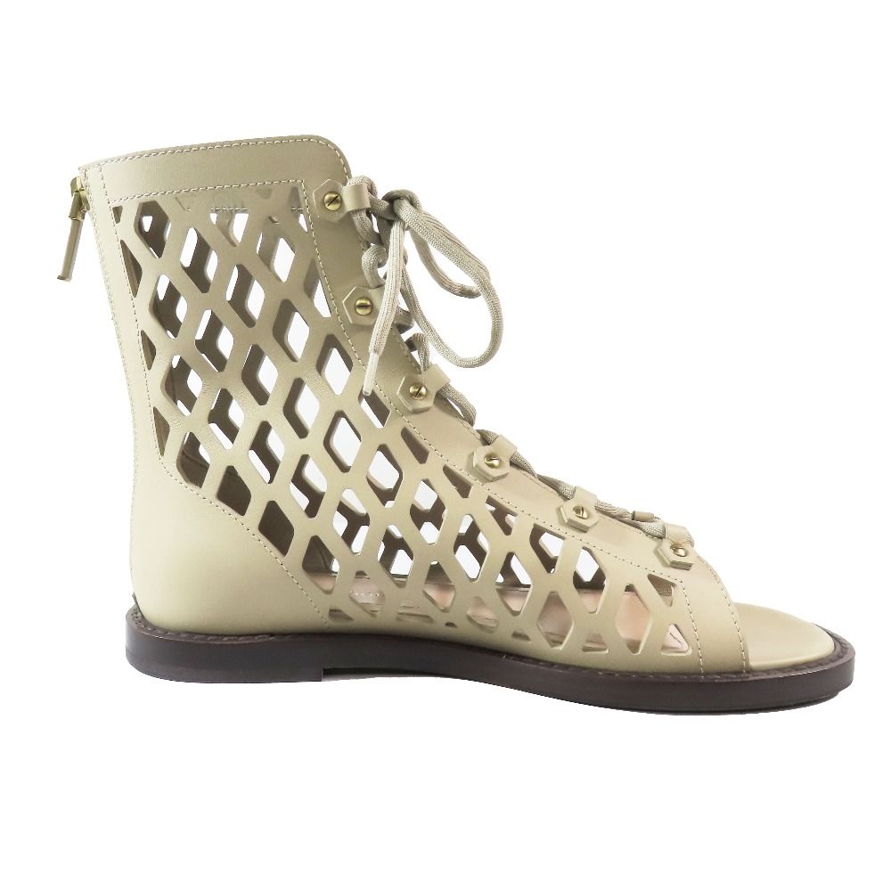♥ 21ss Christian Dior クリスチャンディオール D-Trap ブーツサンダル Dトラップ フラット レースアップ シューズ ベージュ 38|25 レディース 古着