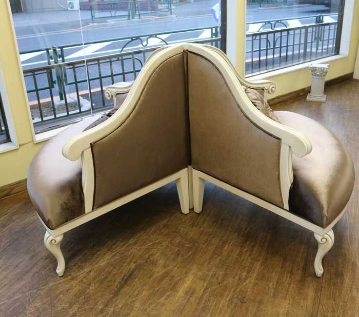 コーナーソファ4点セット 1人掛け4台 イタリア 猫脚 ホワイト