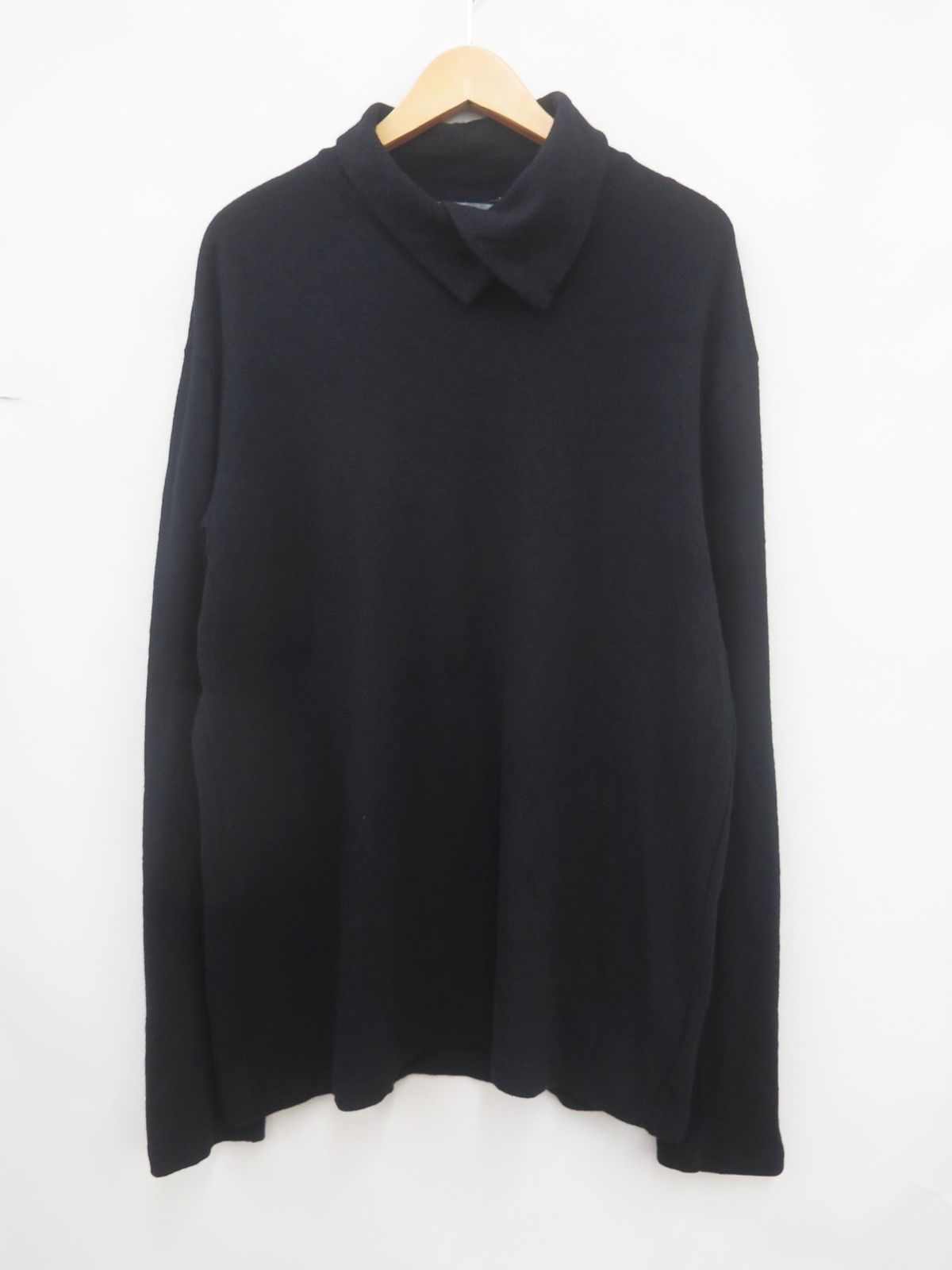 ヨウジヤマモト 24AW 重ね衿タートル長袖ウールカットソー｜七分
