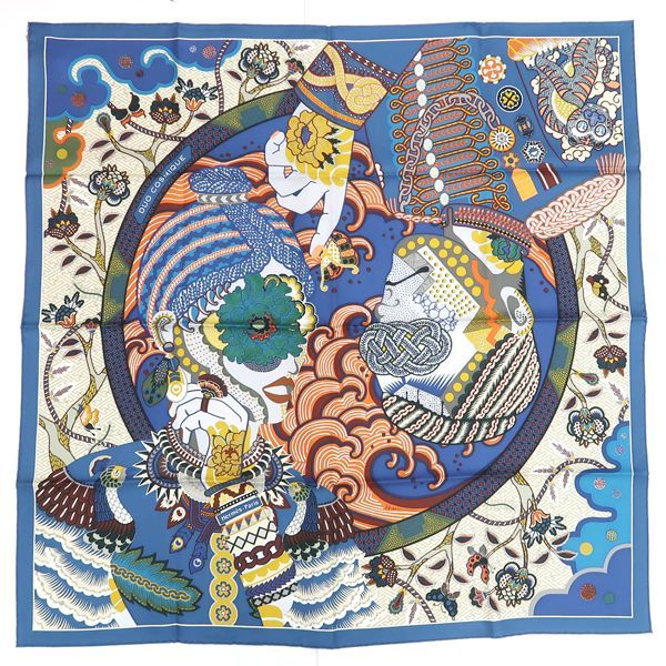 HERMES カレ90 DUO COSMIQUE 和柄 阿吽 003776S-04 京森康平