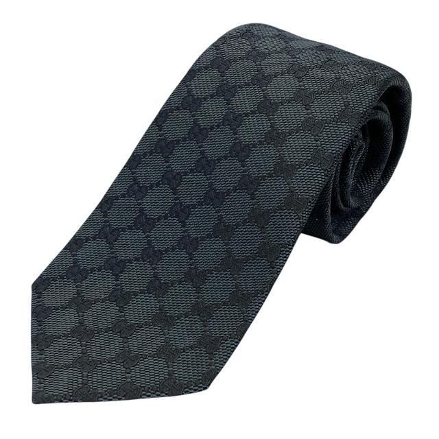 GUCCI グッチ 221582 ネクタイ ループタイ アクセサリー 小物 GG柄 シルク ダークグレー系