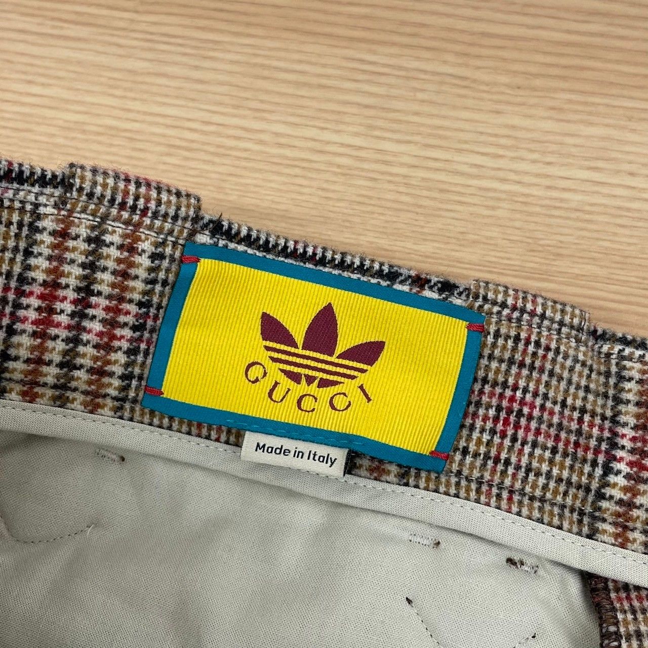 ♪　GUCCI × adidas グッチ × アディダス 696656 ホースビット ウールスラックス ブラウン系 チェック サイズ44 ボトムス パンツ フレア ブーツカット 22AW メンズ