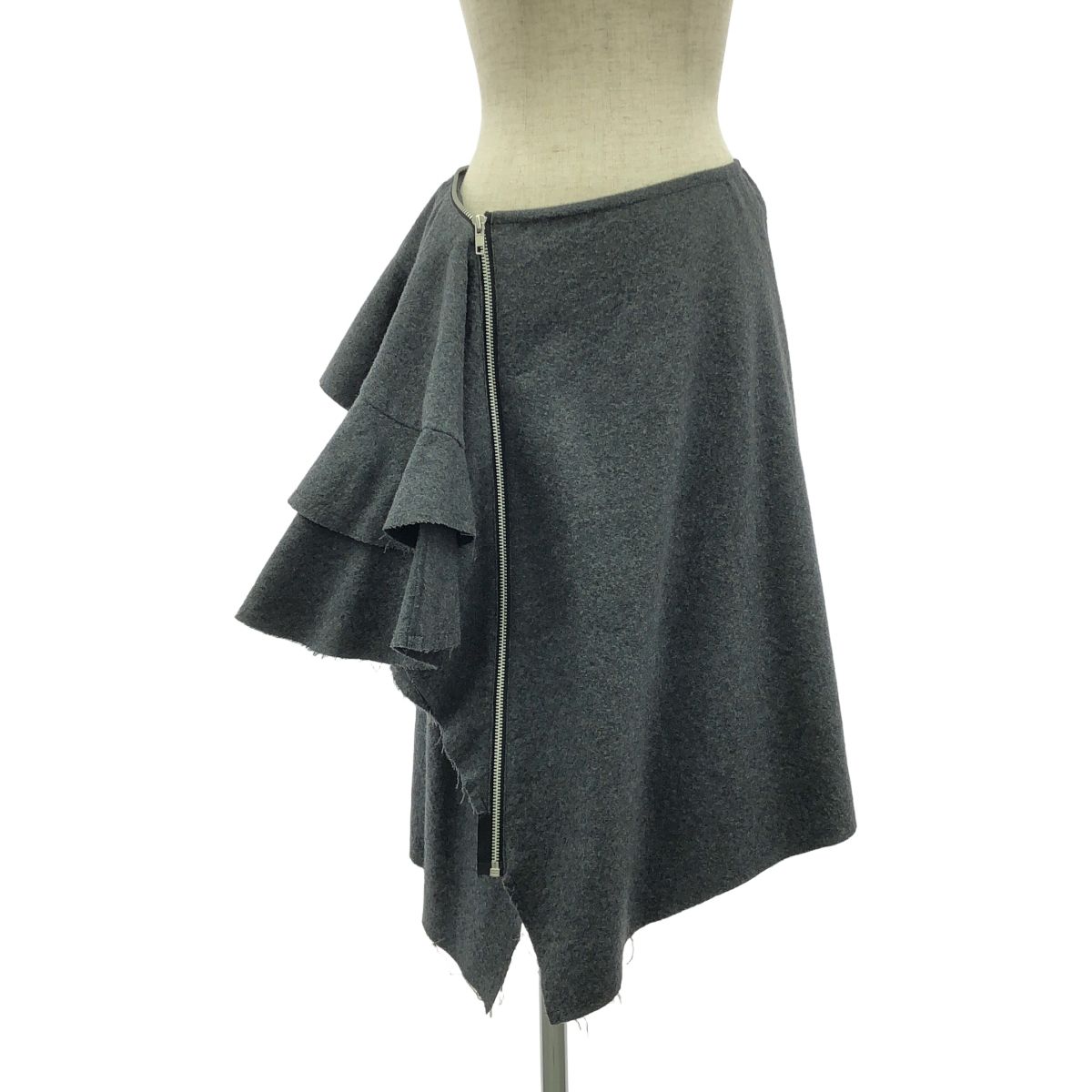 tricot COMME des GARCONS | トリココムデギャルソン | 2004AW | 縮絨加工 フ アシンメトリースカート | S | グレー | レディース
