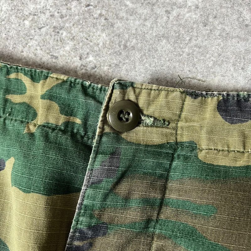 70s US ARMY 米軍実物 ブラウンリーフ カモ ジャングルファティーグ 