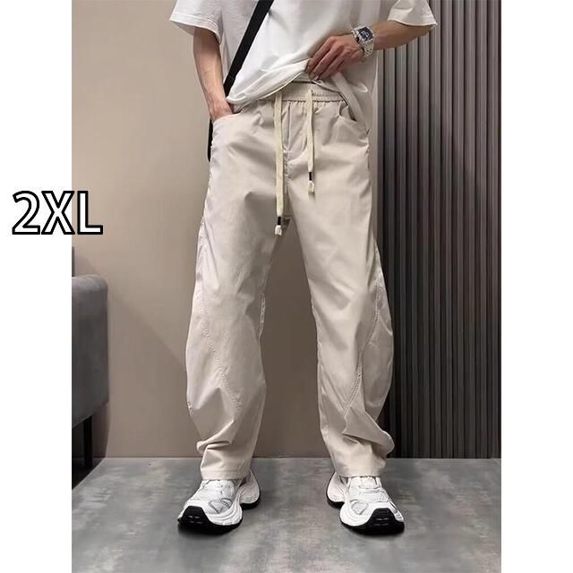 【新作，100%新品】 [2XL]秋冬 コーデ メンズ  服 シンプル ファッション オシャレ 大人 かっこいい 大きいサイズ ストリート 紳士服  ワイド レッグ パンツ ビッグ ポケット シンプル ゆったり 快適 無地 カジュア Tシャツ