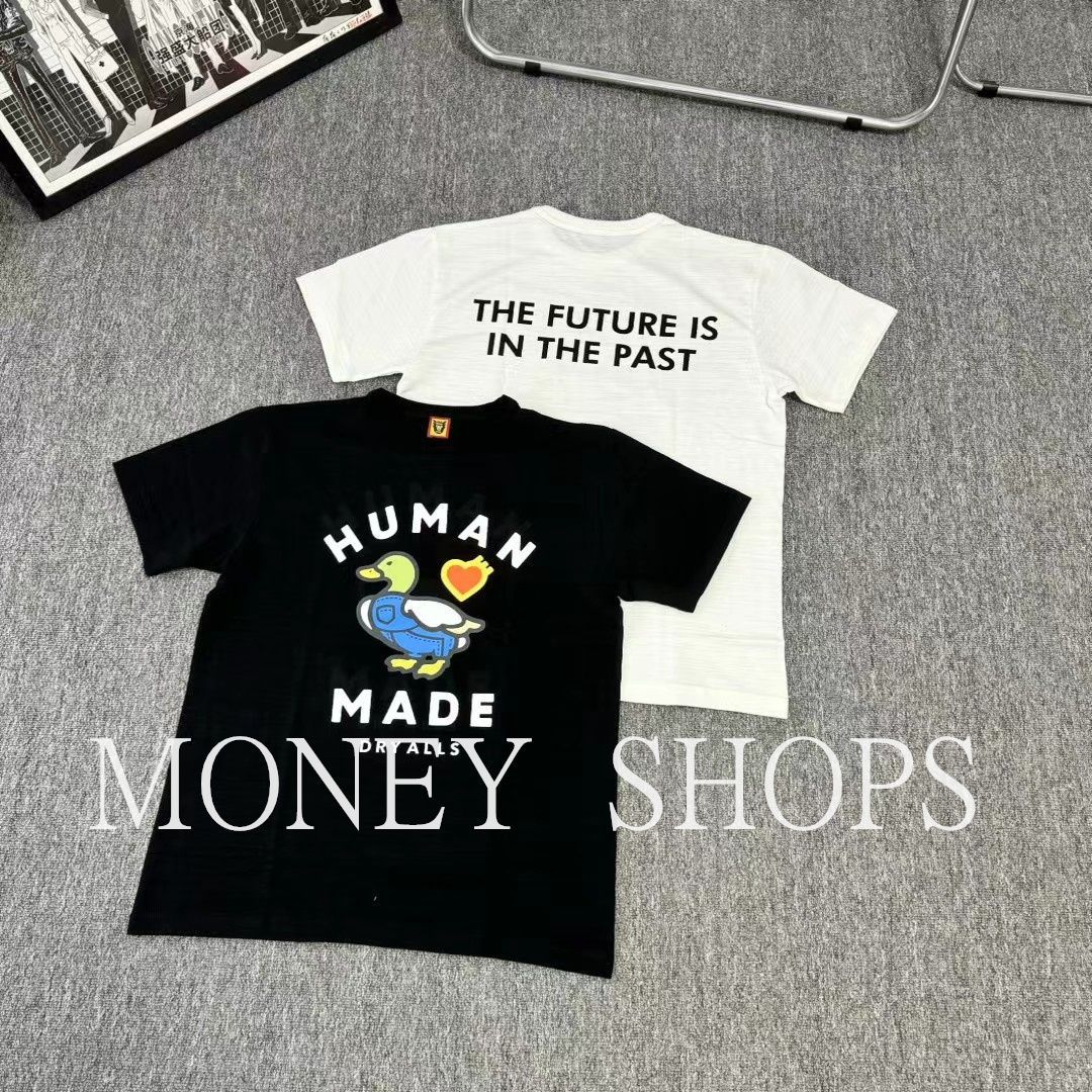 【Human Made】 Tシャツ ヒューマンメイド 新しいアヒルの漫画のプリント tシャツ ファッション カップル トップス 男女兼用(Black/ブラック)