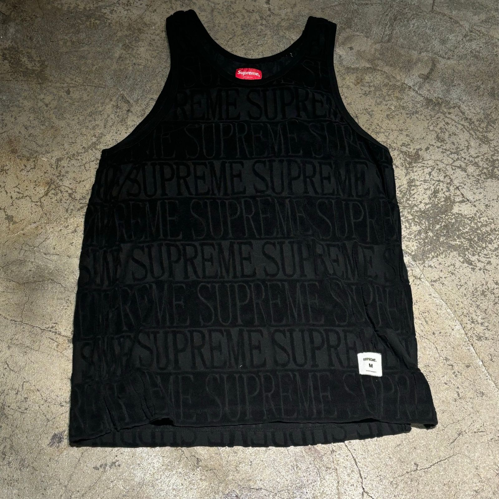 SUPREME シュプリーム 17SS Logo Stripe Terry Tank Top SIZE M ブラック タンクトップ シャツ【表参道t】  - メルカリ