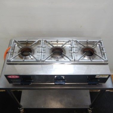 中古】2010年製 オザキ OZK3III LP ガス テーブル 3口 コンロ 自動点火 