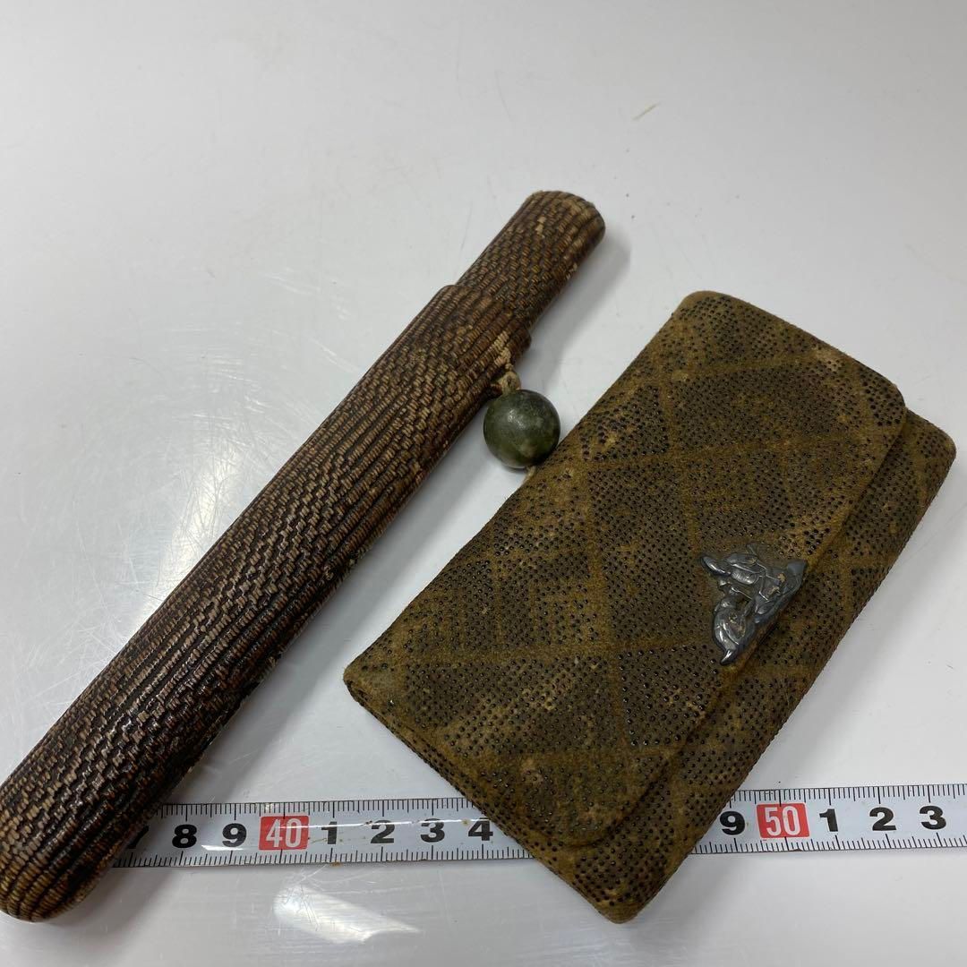 江戸時代 銀製金具 煙草入れ タサチ 123g 東さ5-0722⑪