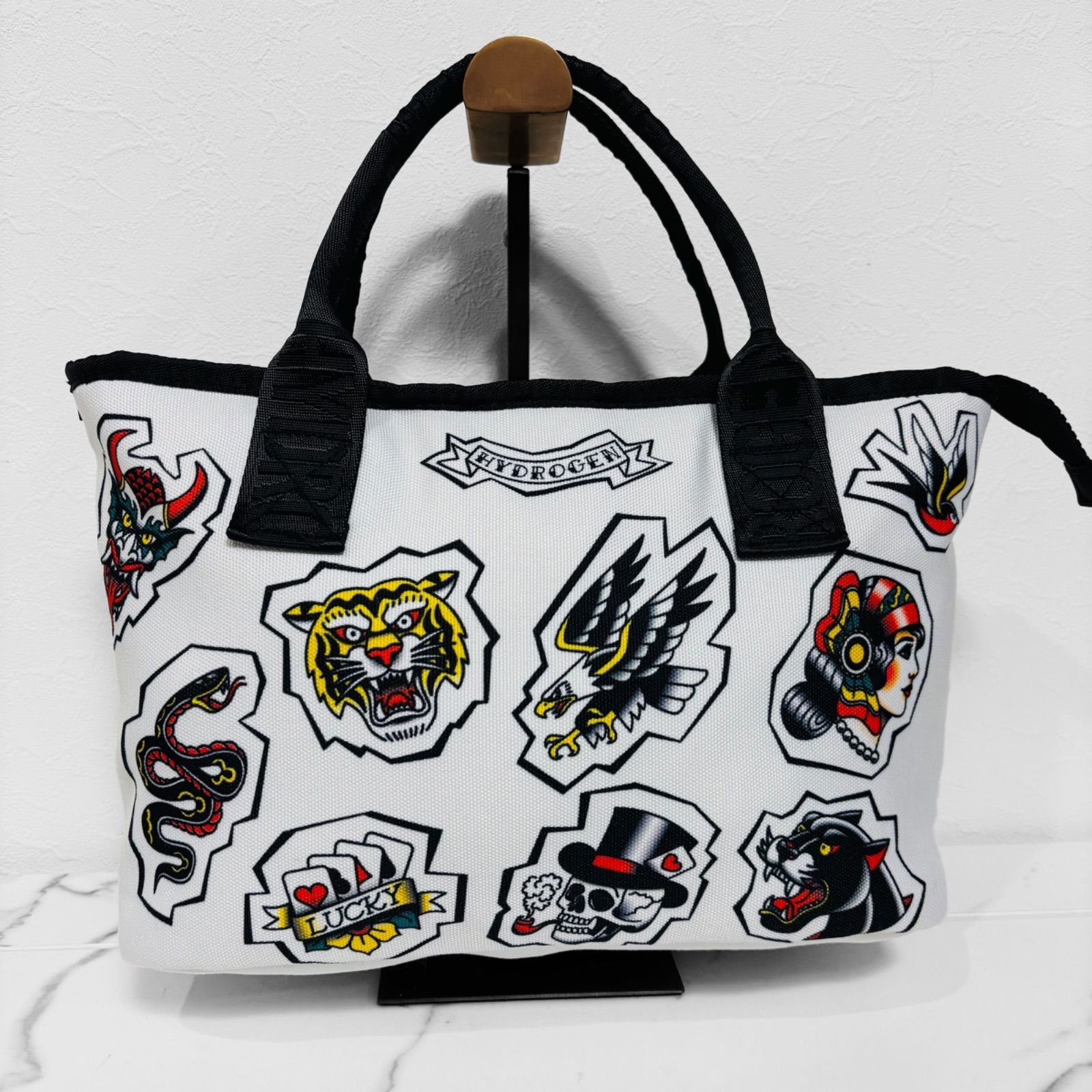 美品 ハイドロゲン HYDROGEN ハンドバッグ WHITE TATTOO TOTE