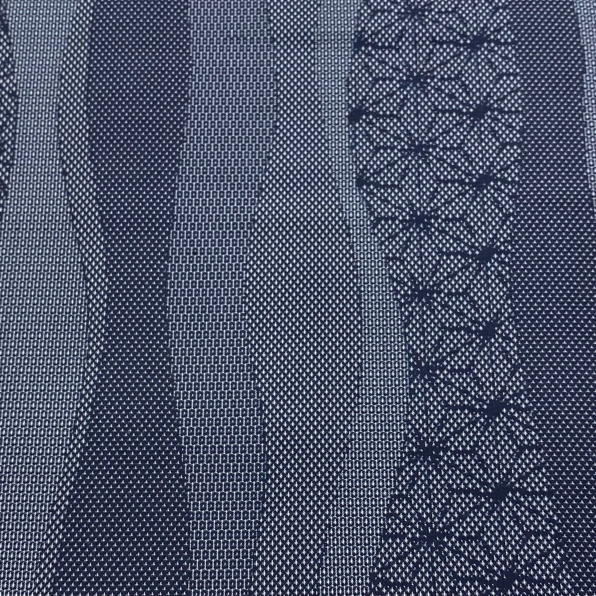 反物 秀品 紬 証紙 麻の葉 亀甲絣 紺色 正絹