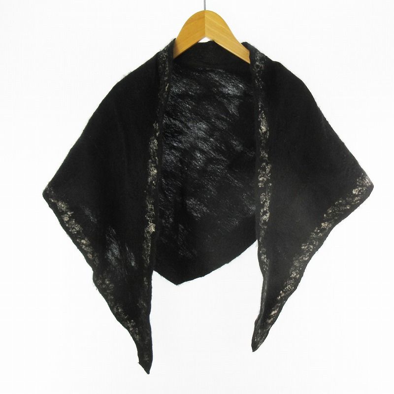 SILVANA MANETTI シルヴァナ マネッティ CLOUD 三角 ストール マフラー カシミヤ ブラック 黒 グレー 160ｃｍ×95ｃｍ