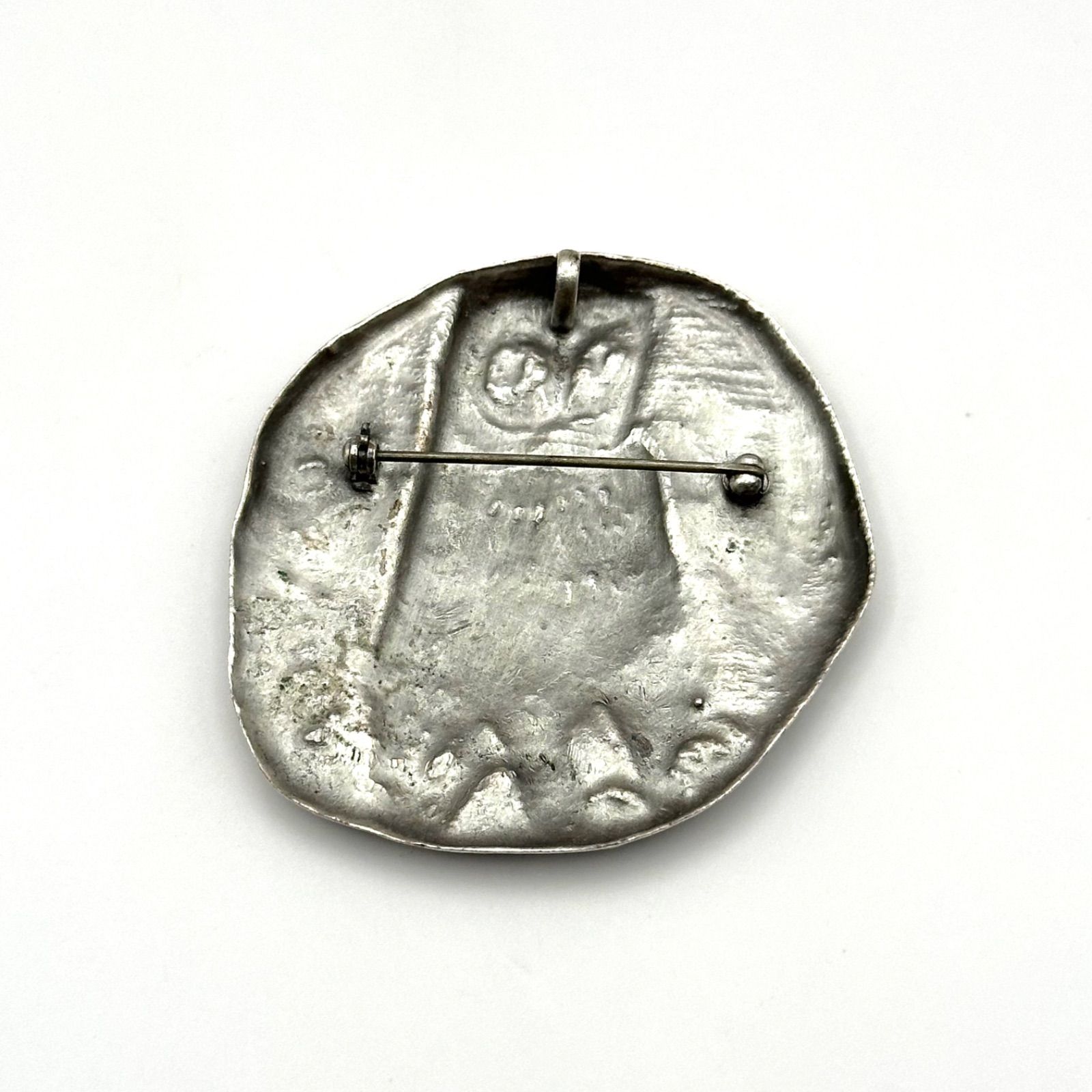 美品✨ CHURYO 佐藤忠良 ブロ−チ トップ フクロウ シルバーカラー