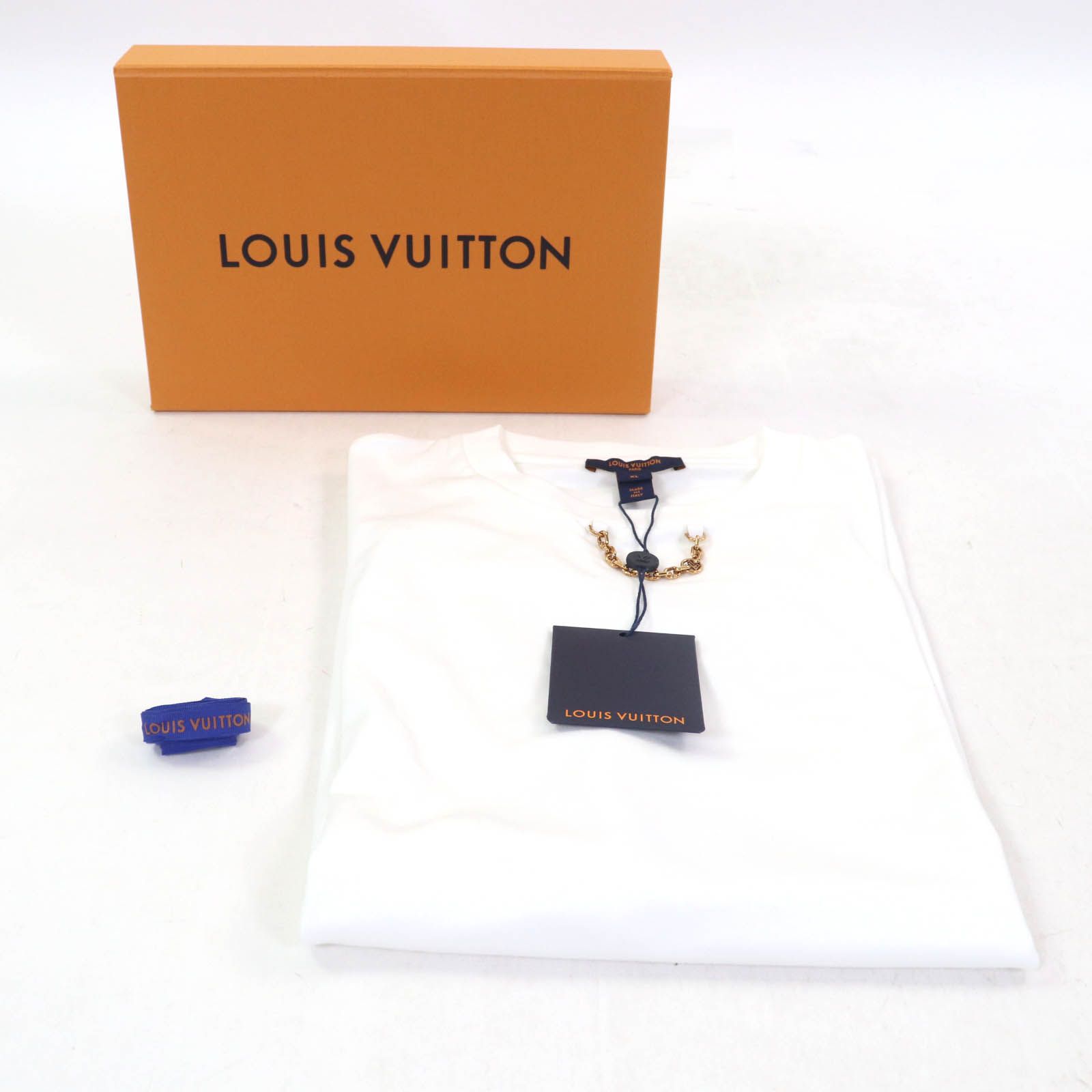 新品未使用◎ルイヴィトン　半袖Tシャツ　ボーダー　デニムポケット　チェーン　箱付 LOUIS VUITTON】ルイヴィトン『モノグラム チェーン ボーダー