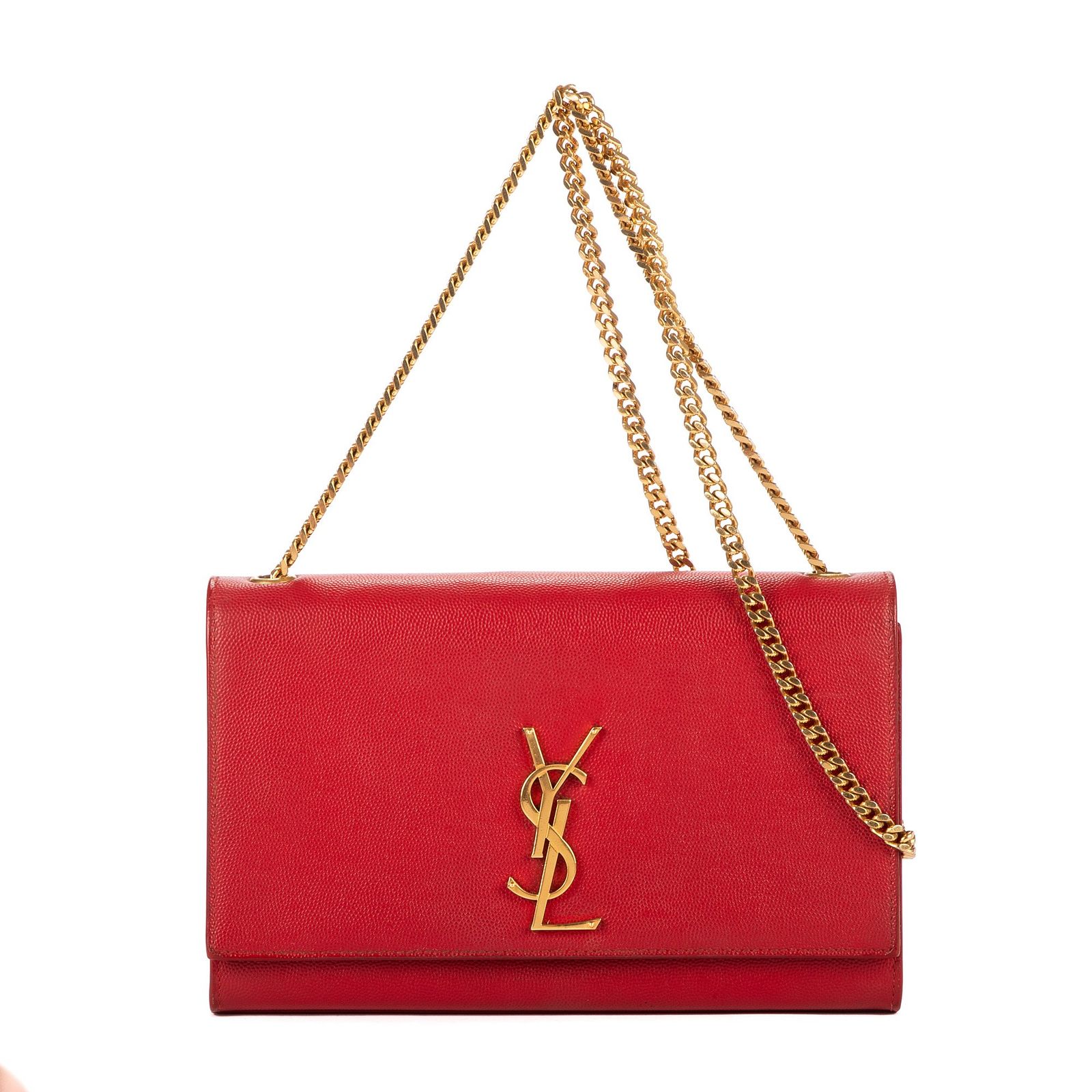 YVES SAINT LAURENT イヴサンローランケイト赤スムースレザーA