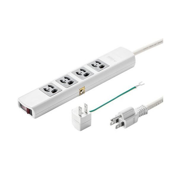 サンワサプライ雷ガードタップ 3P 4個口 3m ホワイト TAP-SP34MG-3 1個