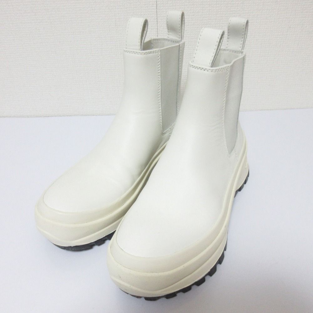 JIL SANDER ジルサンダー レザー サイドゴア チェルシーブーツ ショートブーツ サイズ36 約23cm ホワイト レディース 古着