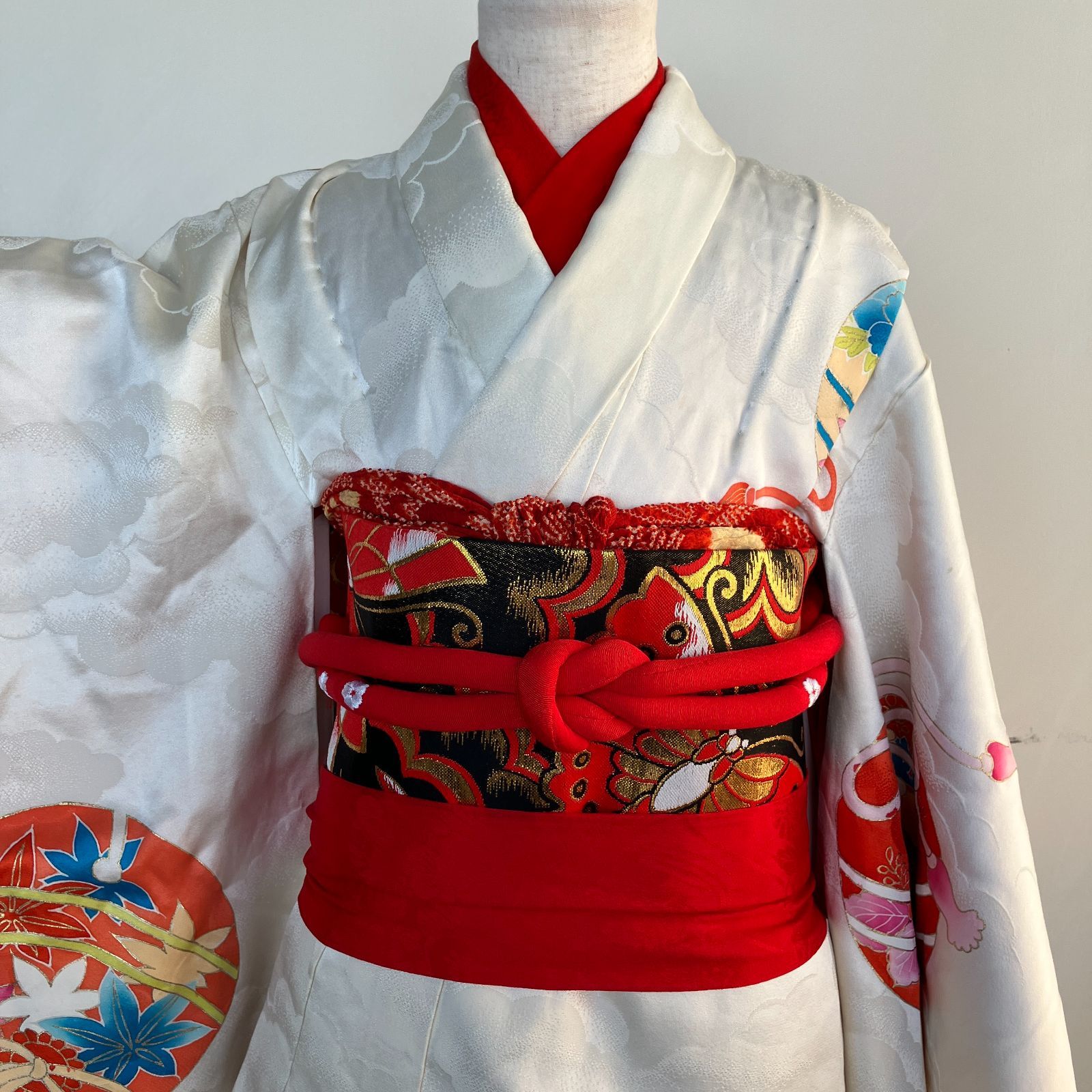  柄 七五三 7歳女の子 着物 四つ身 白地 長襦袢 作り帯セット 帯揚げ帯締めしごき付き ビンテージ きもの猫田 T 324 着物 着物ドレス 着物 浴衣 和小物