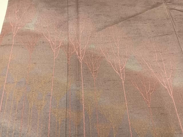 平和屋着物●石川県指定無形文化財　牛首紬　白山工房　手織り　訪問着　樹林文　暈し染め　正絹　逸品　AAAY7894ph 平和屋着物○石川県指定無形文化財 牛首紬 白山工房 手織り 訪問着