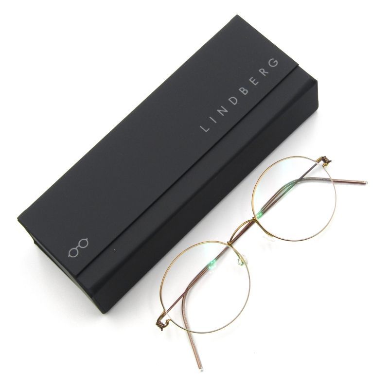未使用 LINDBERG リンドバーグ メガネフレーム Rim DAKOTA ダコタ ラウンド エアチタニウム PU12 ブラウン/ゴールド50018762