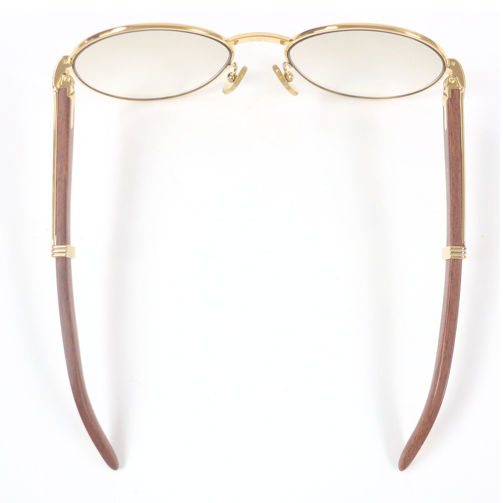 Cartier　カルティエ　ウッドテンプル　トリニティ　サングラス　極美品 Cartierカルティエウッドテンプルトリニティサングラス極美品