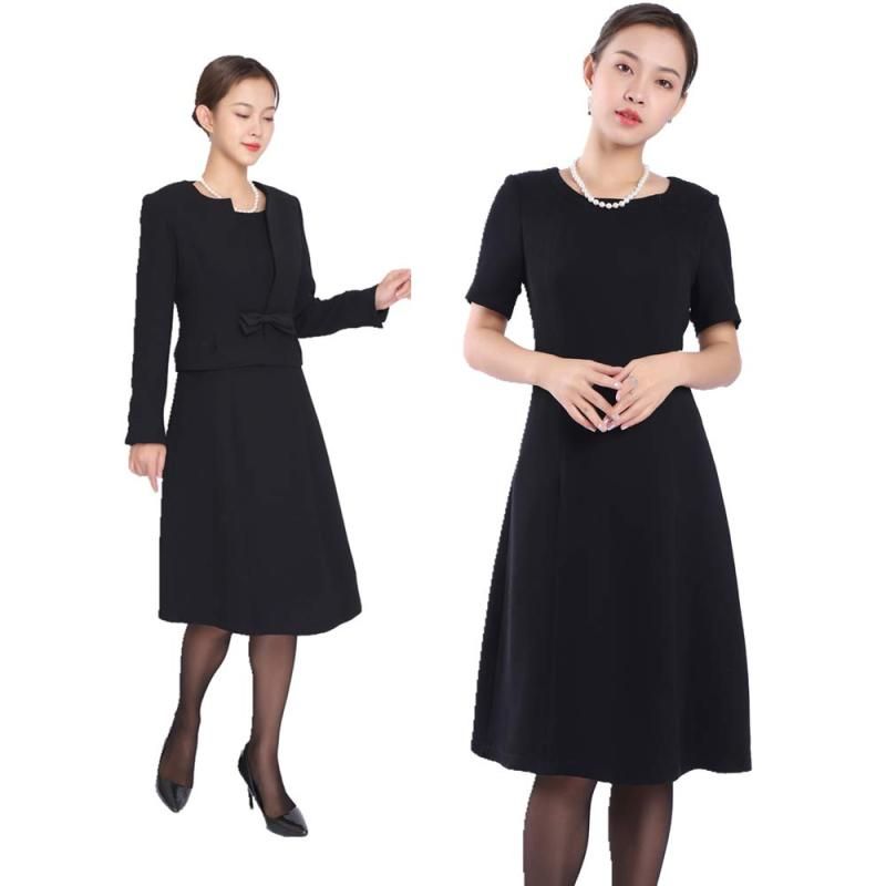 SYOKYO ブラックフォーマル レディース礼服 アンサンブルノー ジャケットと 前開きワンピース 喪服 11号 ブラック