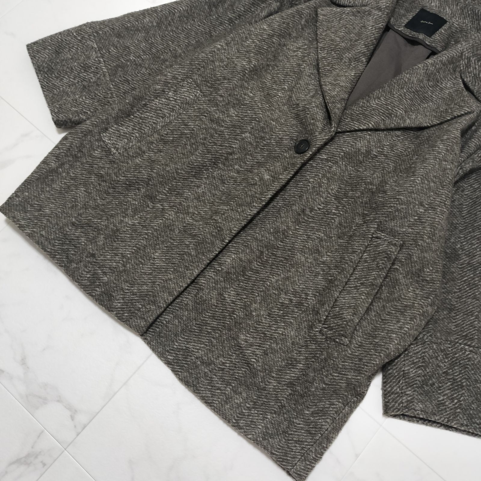 Spick and Span スピックアンドスパン Wスライバー ヘリンボーン柄 ミドルコート オーバーサイズ ブラウン系 茶 36 S M SIROKUMA-CORPORATION_COM