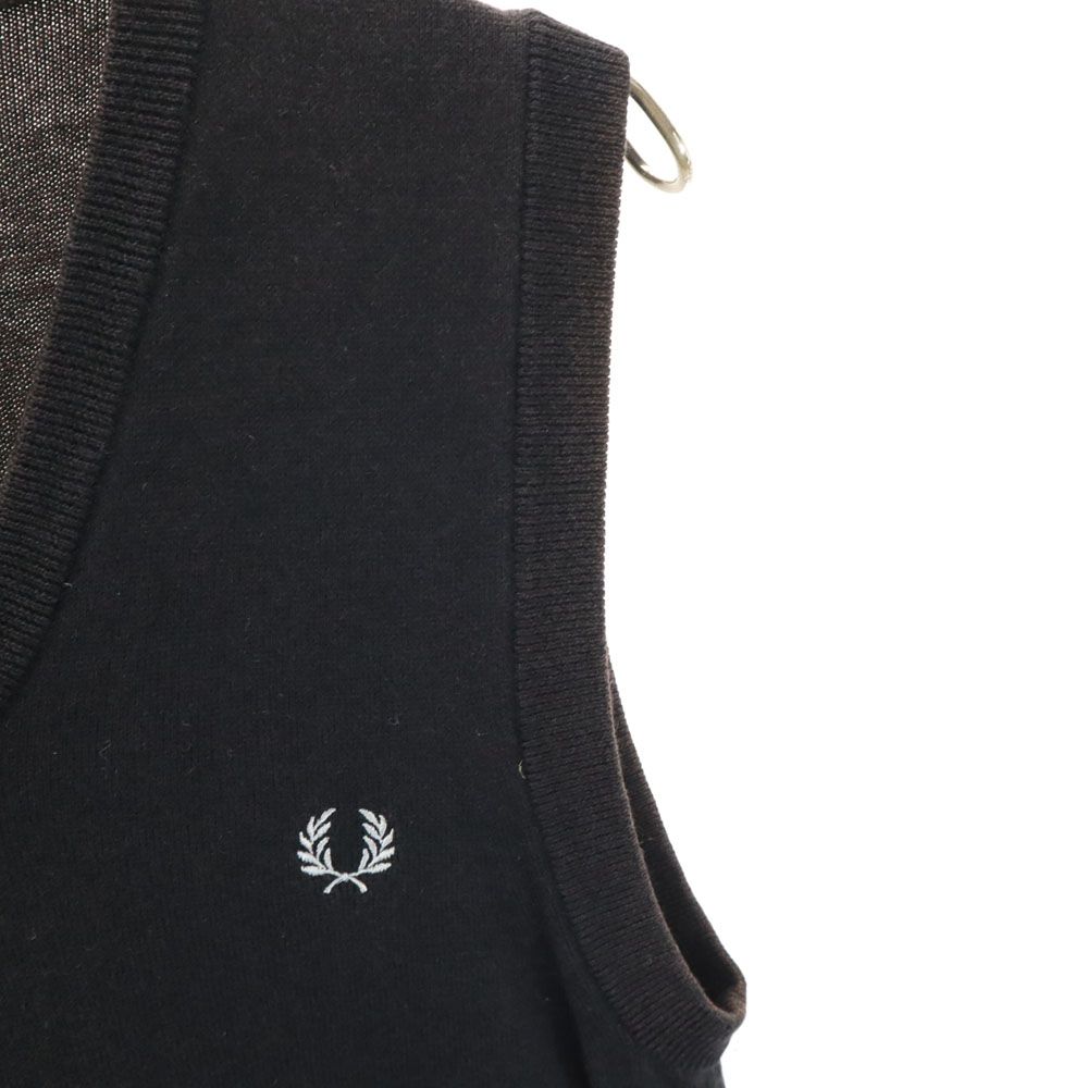 フレッドペリー Vネック ニットベスト S ブラック FRED PERRY