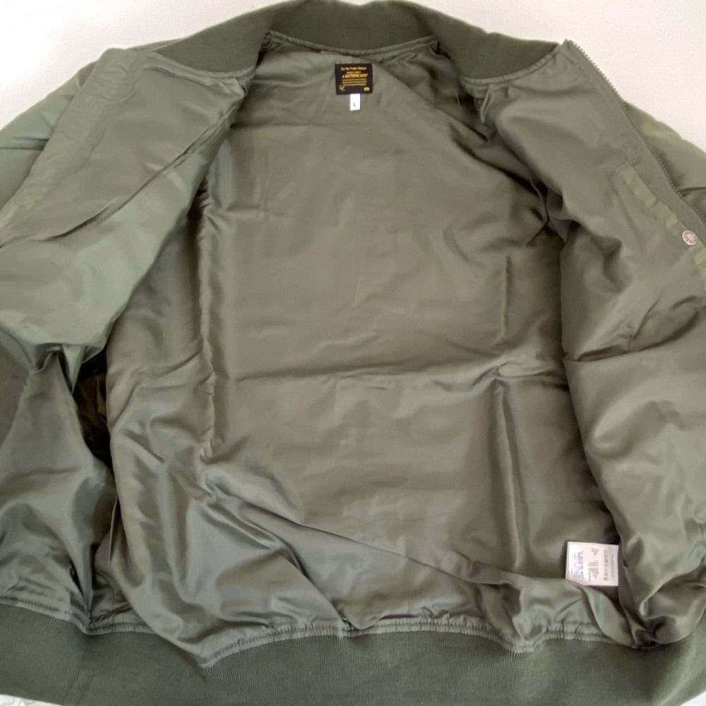 エイプ ma1 ミリタリー ジャケット L ナイロン フライト グリーン アベイシングエイプ A BATHING APE MA-1 フライトジャケット