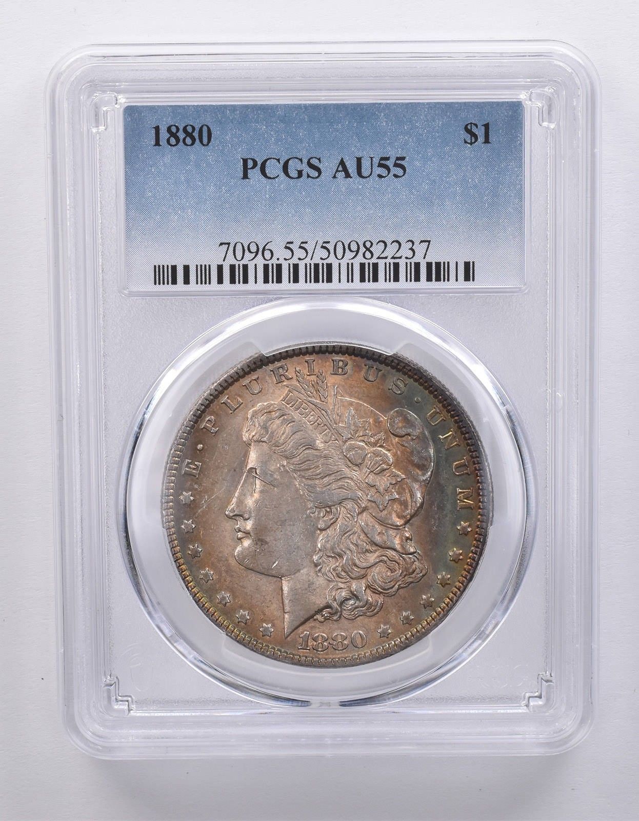 1880年 モルガン銀貨 AU55 PCGS ペリフェラル T *7197