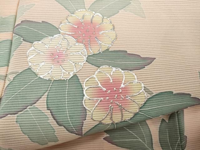 平和屋着物＊夏物　訪問着　紗紬　枝楓文　正絹　逸品　CAAW3129ut 平和屋着物＊夏物 訪問着 絽 枝花文 暈し染め 銀彩 正絹 逸品