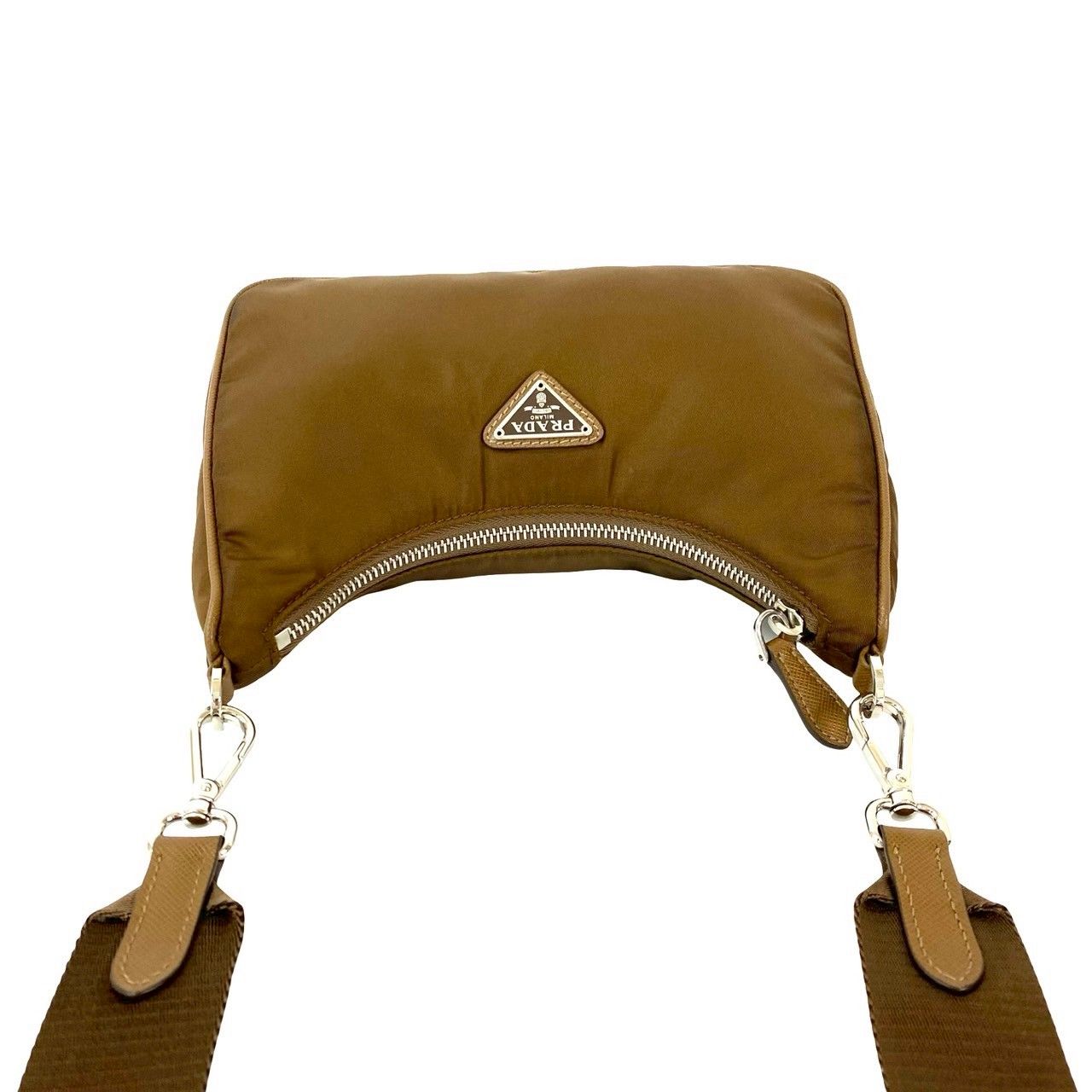 極 美品 希少品 PRADA プラダ 三角ロゴ 金具 ナイロン サフィアーノ