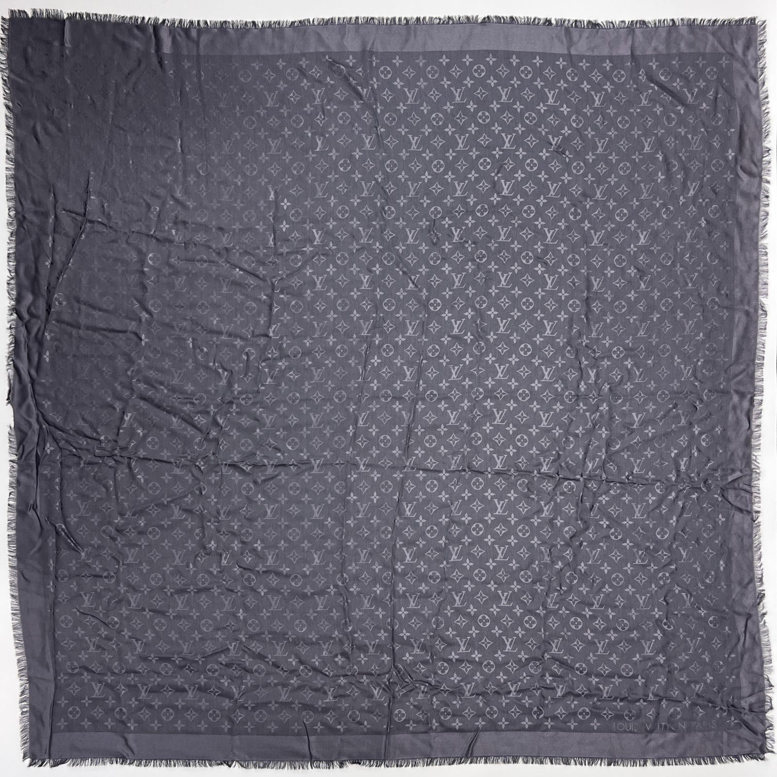 中古】LOUIS VUITTON ルイヴィトン ストール モノグラム シルク ウール  
