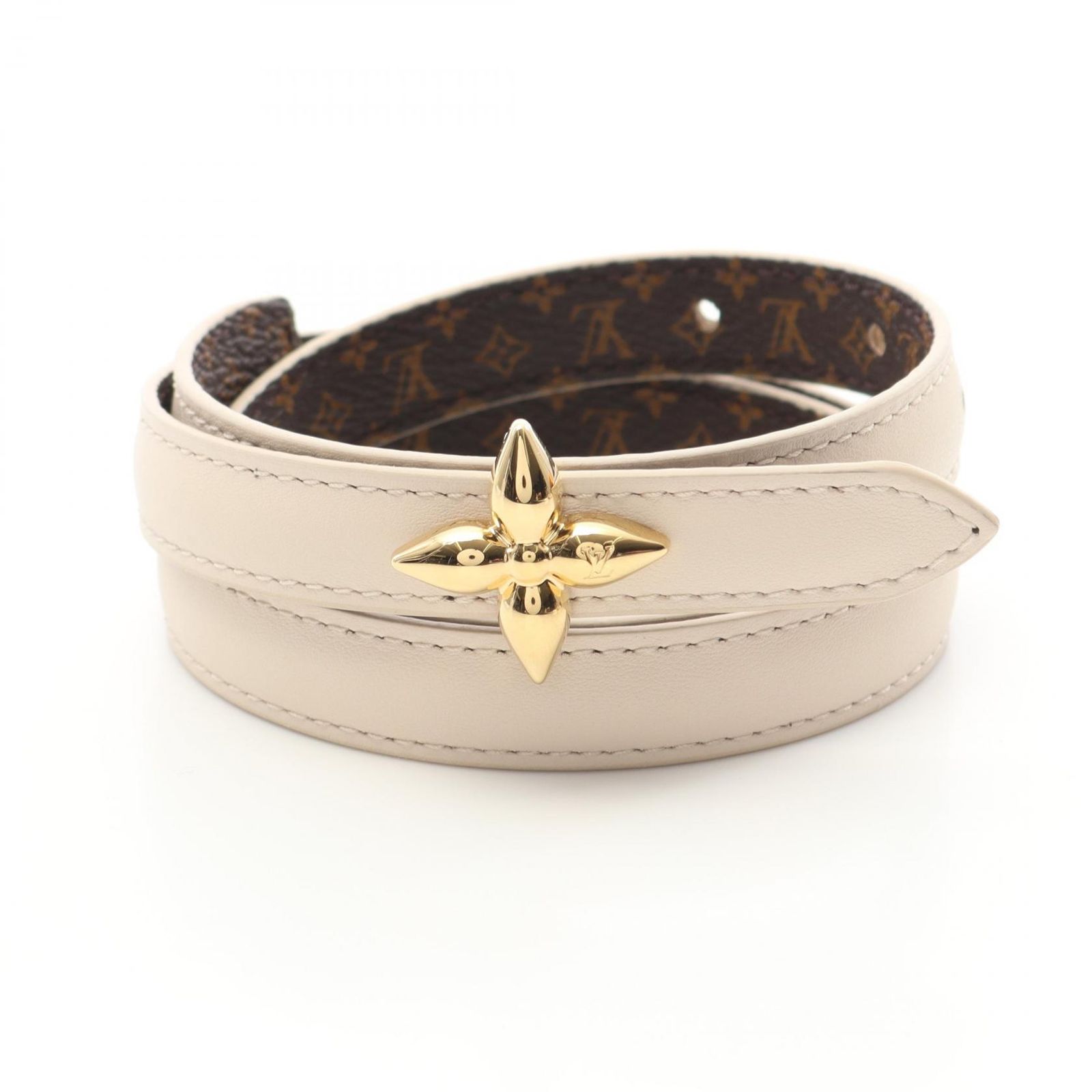 ルイ ヴィトン LOUIS VUITTON ベルト LV ミニ フラワーグラム クオーツ M4196Y クォーツ レザー PVCコーティングキャンバス ベルト レディース