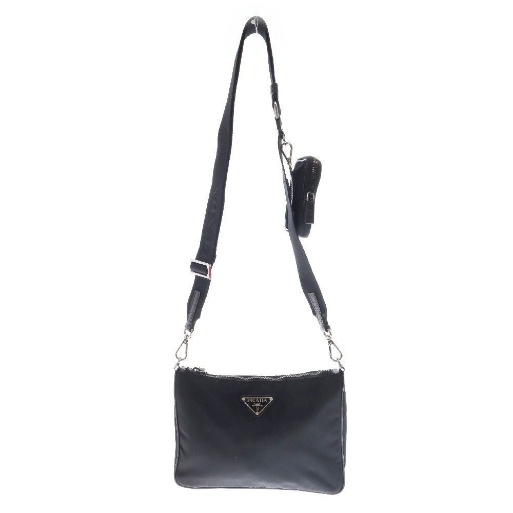 PRADA (プラダ) Re-nylon ショルダーバッグ ブラック ロゴプレート  