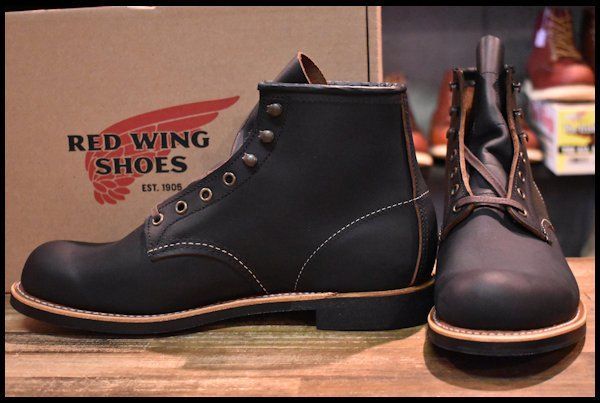 【9.5D 箱付 未使用 23年】レッドウィング 3345 ブラックスミス 黒 プレーリー プレーントゥ レースアップ ブーツ redwing HOPESMORE【EQ093】