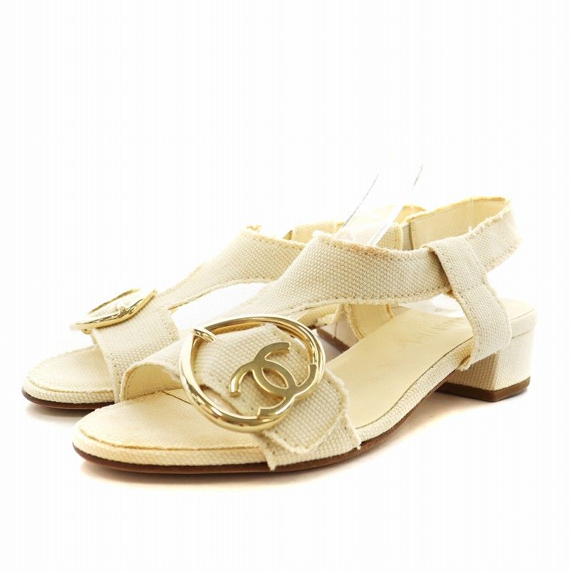 シャネル CHANEL ココマーク サンダル ヒール ストラップ 37