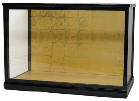 新品人形ケース 木目込人形ケース 幅 間口50cm 奥行27cm 高さ40黒塗り